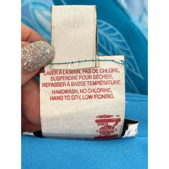 Women’s MIDI Dress 8 Spaghetti Straps High Low Ruffled Hem Blue Green Palm Trees - Picture 10 of 14